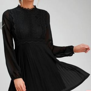 Lulus Charlisa Black Lace Skater Dress
